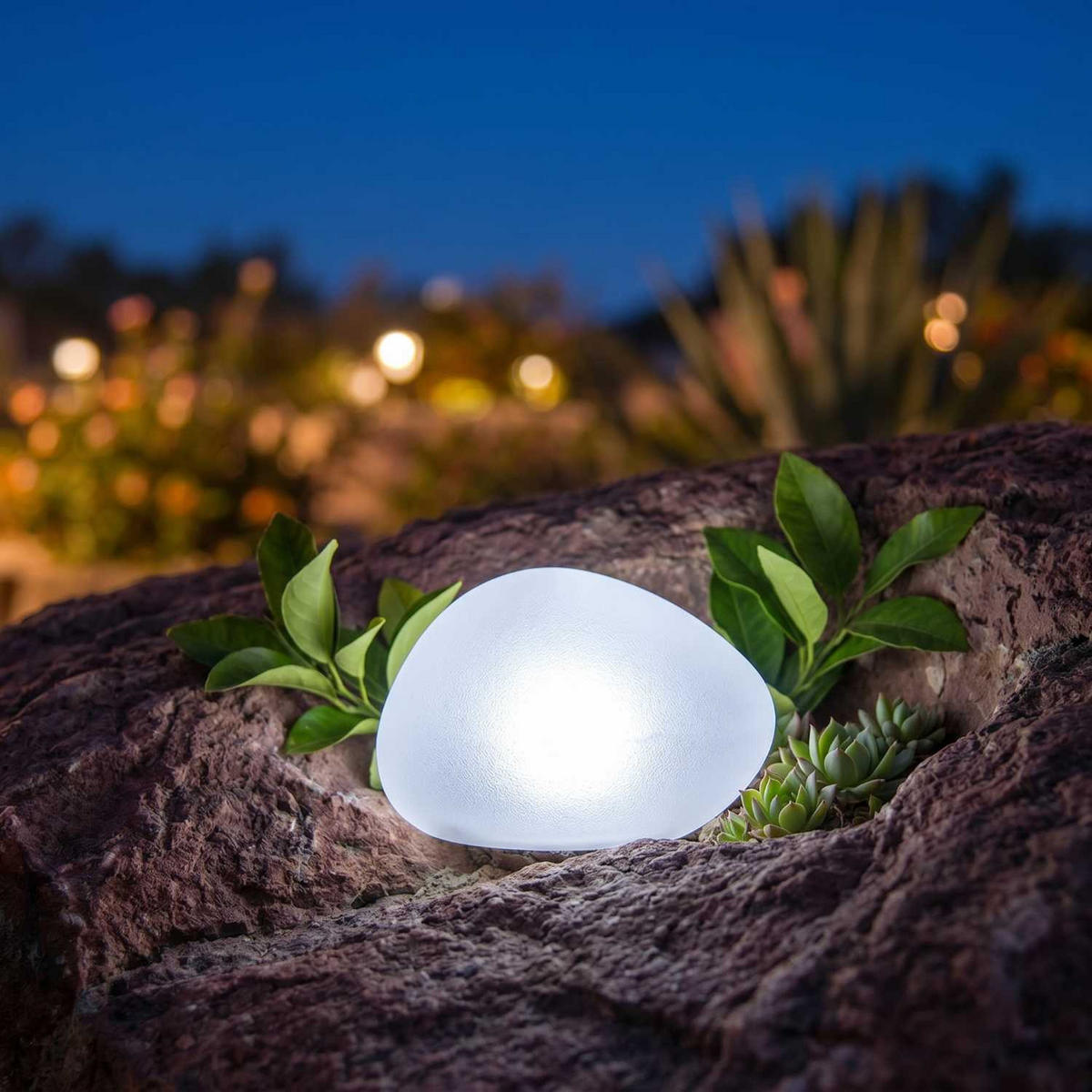SOLAR-KIESELSTEINLAMPE SOLENZARA transparent - Transparent, Glas (17/15/11cm) - Lumisky