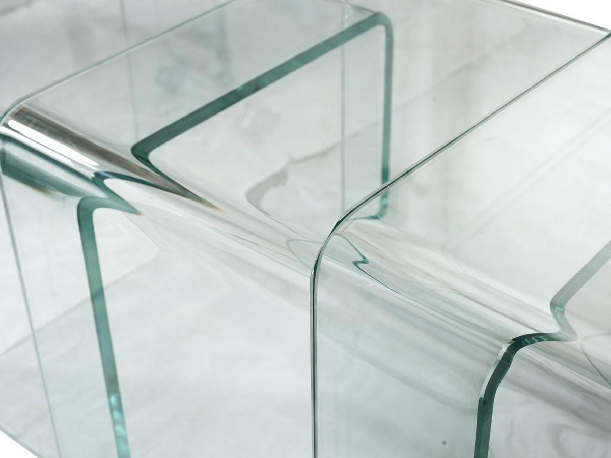 BEISTELLTISCH 3er-Set - gebogenes Glas - MINKA - Transparent, Glas (42/42/42cm) - Vente-Unique