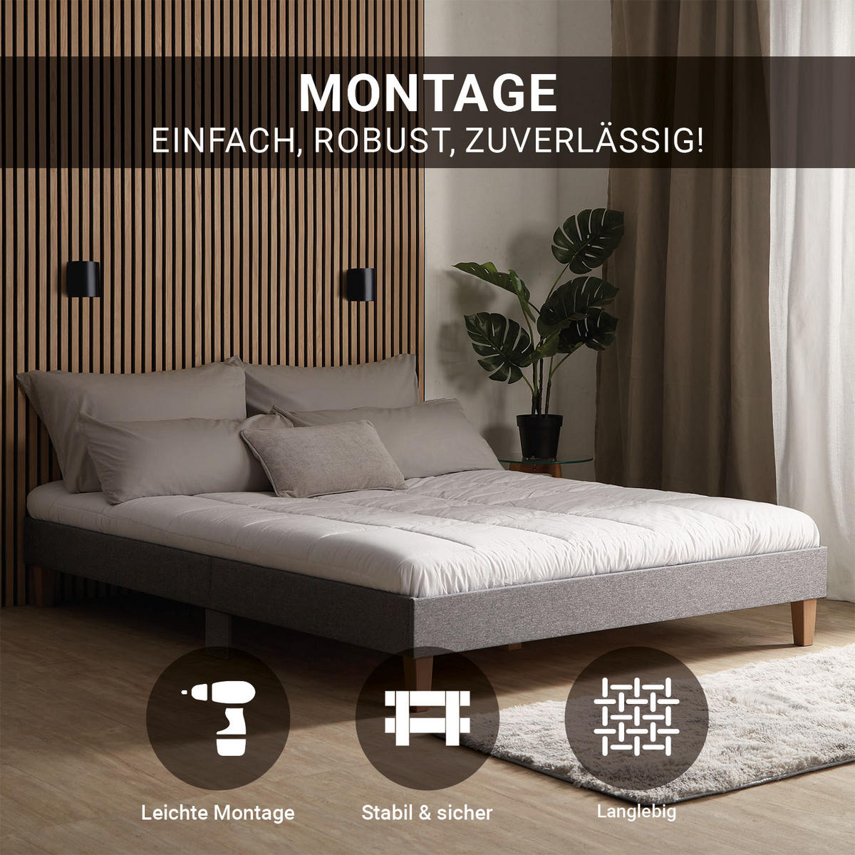 POLSTERBETT mit Lattenrost 160/200 cm in Grau - Grau, Textil (160/200cm) - Homestyle4u