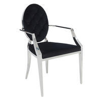 STUHL MODERN BAROCK Samt Schwarz 90 cm - Silberfarben/Schwarz, Textil/Metall (62/92/60cm) - riess-ambiente