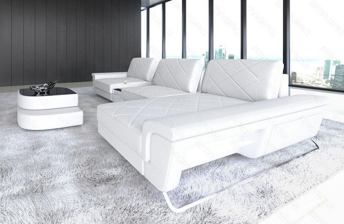 LEDERSOFA Bari L - Weiß, Leder (369/197cm) - Sofa Dreams