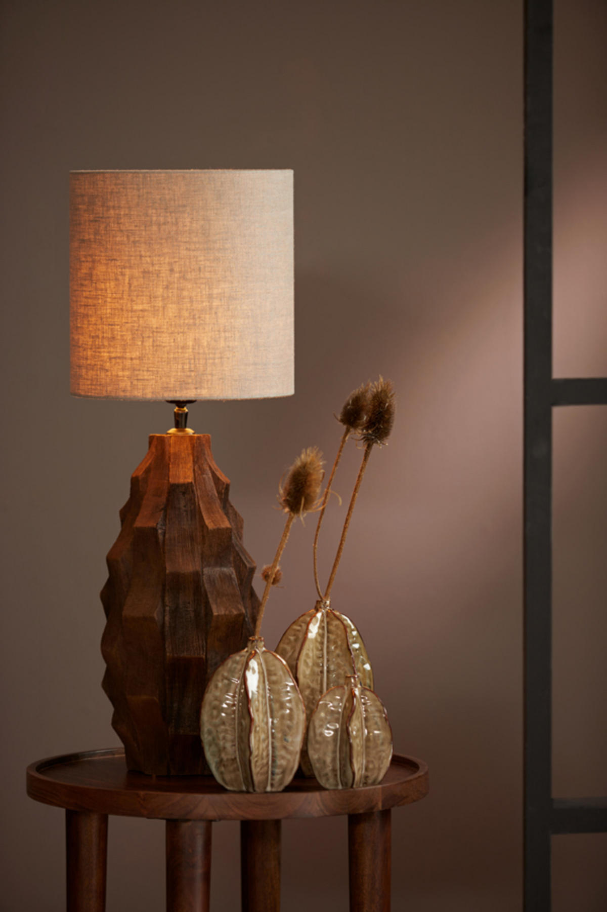 LAMPENFUSS Takabe Braun Ø20/38 cm - Braun, Holz (20/20/38cm) - Light & Living