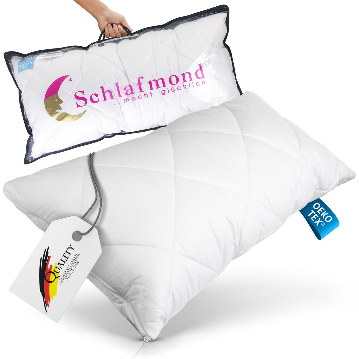 KOPFKISSEN Medicus Clean 40/80 cm, Allergikerkissen - Weiß, Naturmaterialien (40/80cm) - Schlafmond