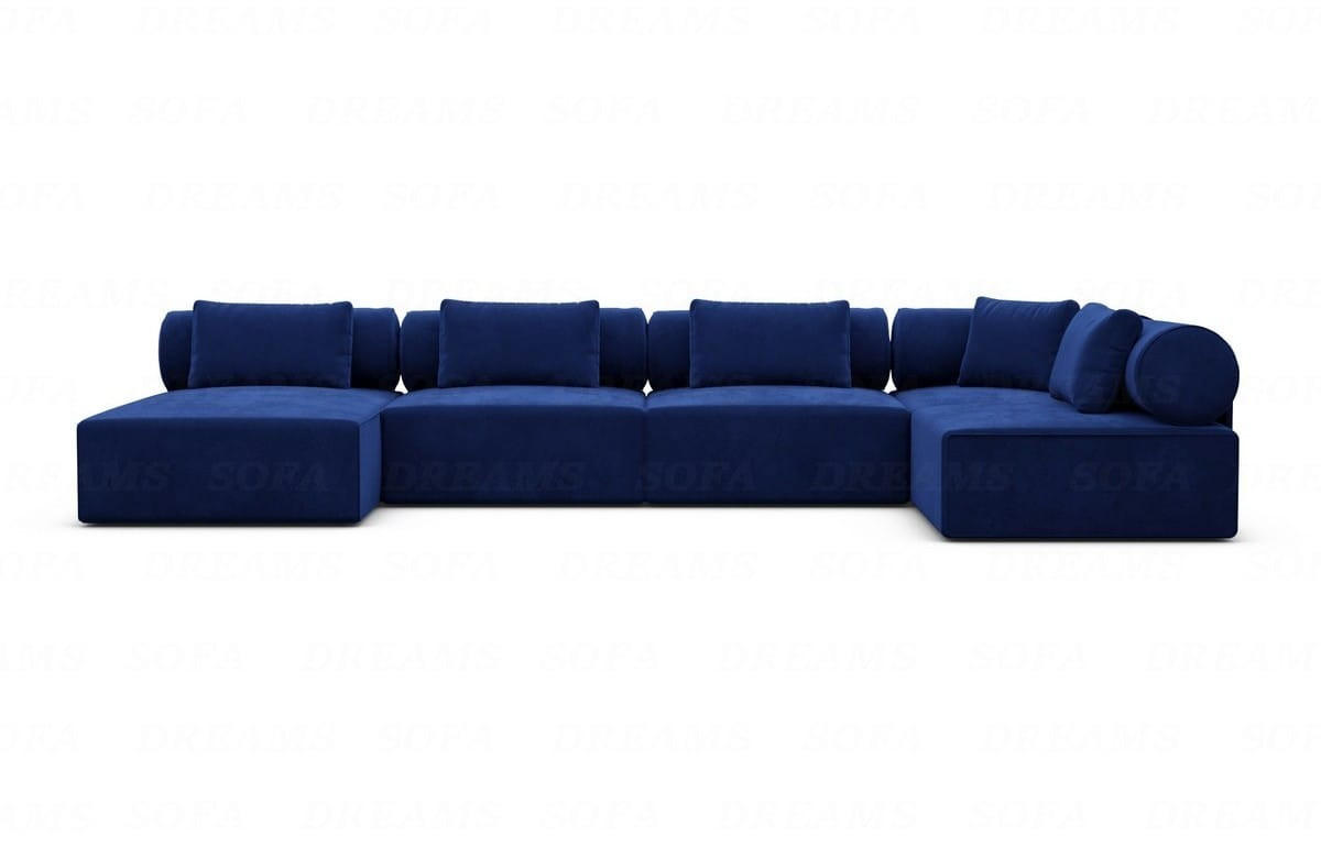 WOHNLANDSCHAFT Cipriani Dunkelblau Samtstoff - Dunkelblau, Kunststoff (400/77/200cm)