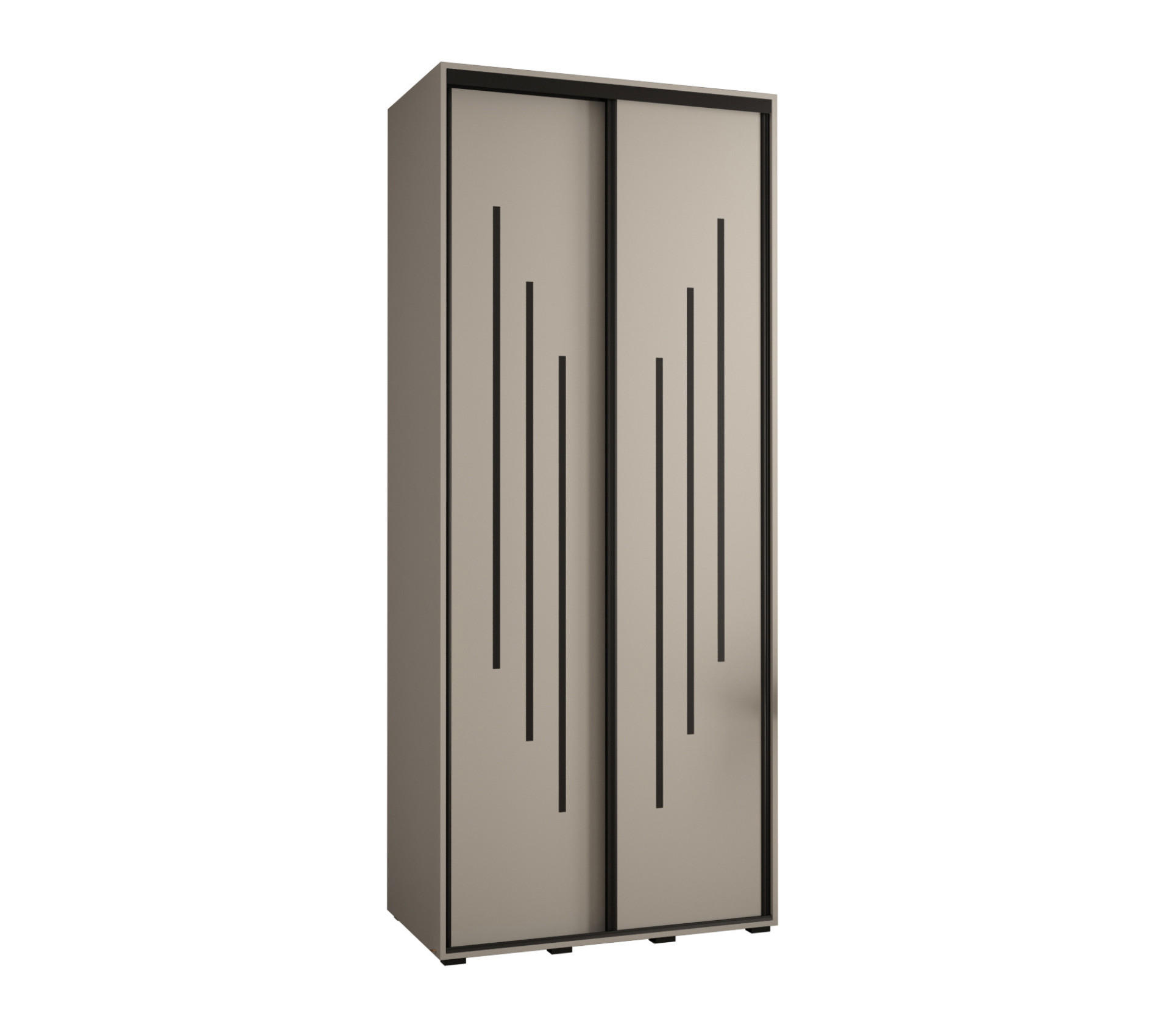 SCHWEBETÜRENSCHRANK 235,2/120/60 2-türig - Kaschmir/Schwarz, Holz/Metall (120/235.2/60cm) - MÖBEL KRYSPOL