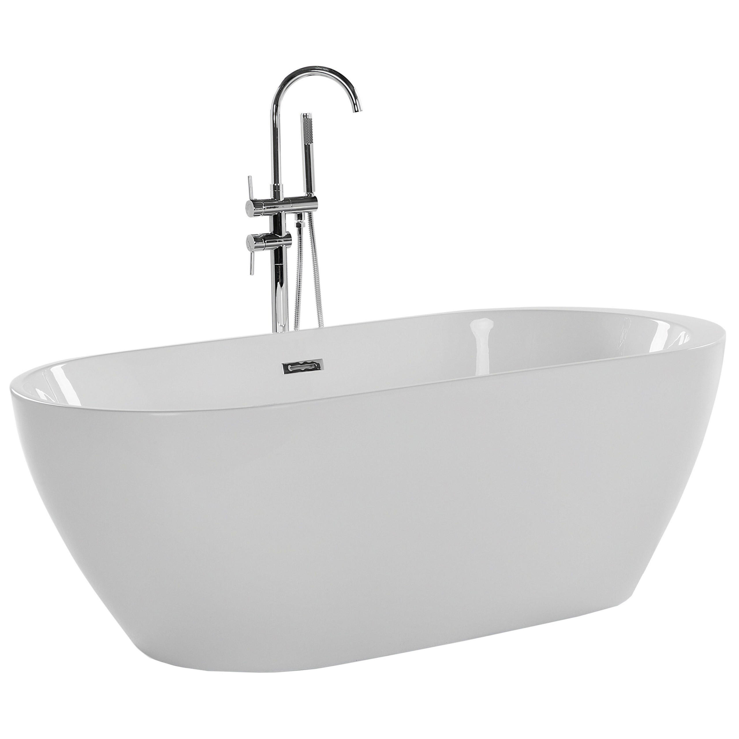 BADEWANNE FREISTEHEND 75x160x58 cm weiß Nevis - Weiß, Kunststoff (75/58/160cm) - Beliani