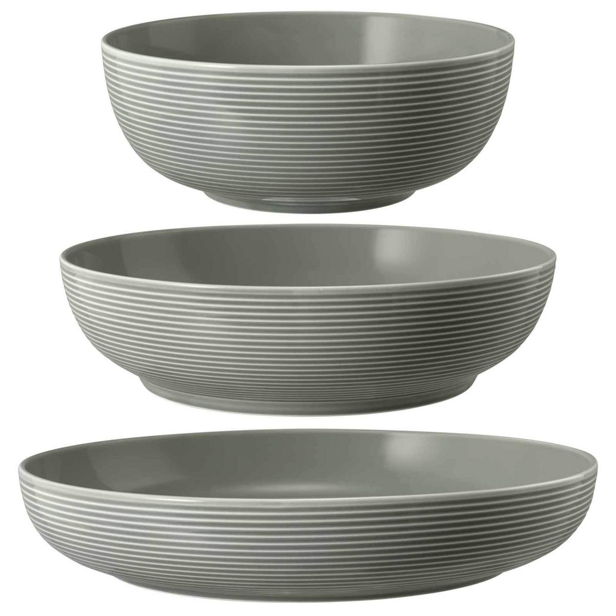 FOODBOWL Beat Color Glaze Perlgrau 20/25/28 cm 3er Set - Grau, Keramik (1cm) - Seltmann Weiden