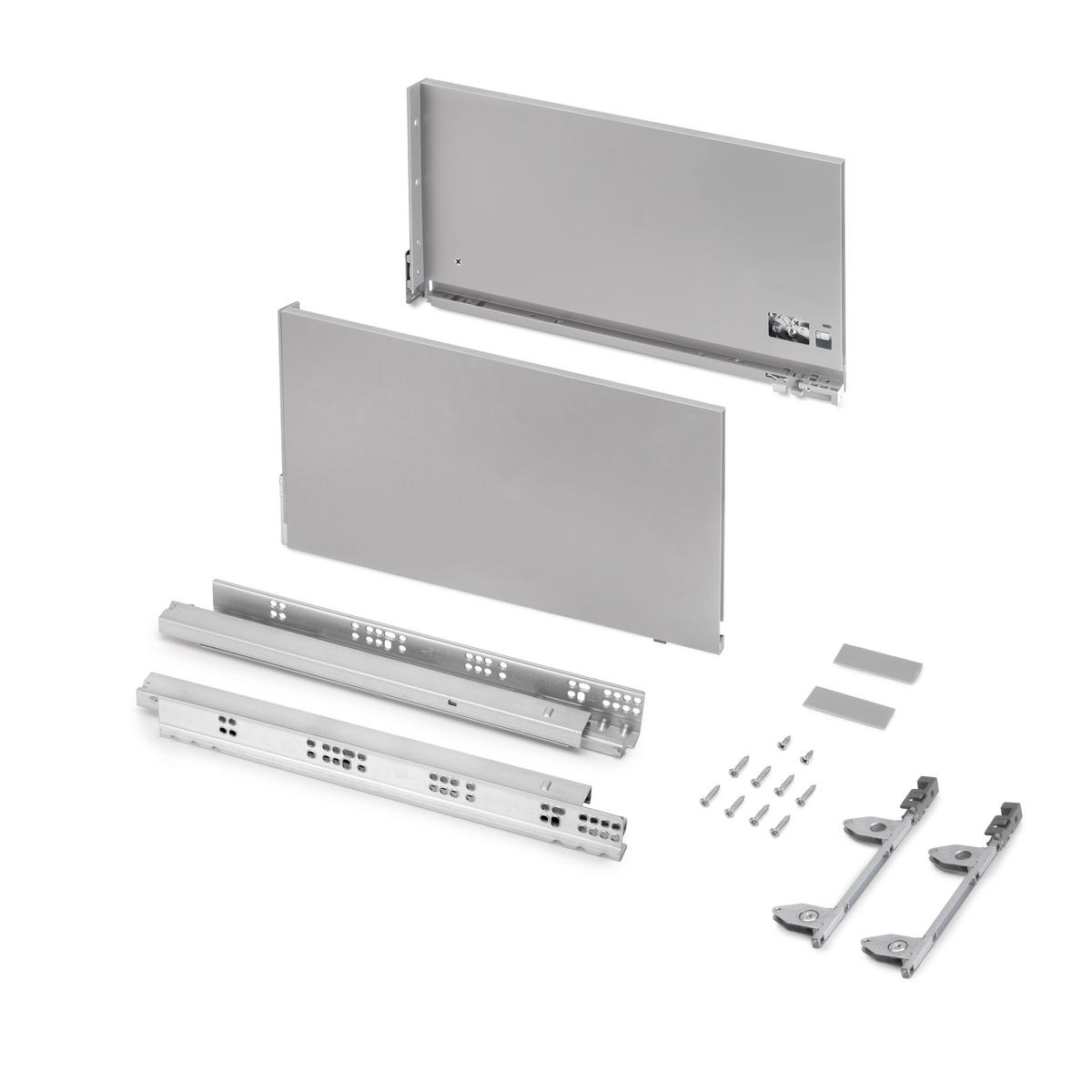 AUSSENSCHUBLADE Vertex 3D 60Kg Schublade Höhe 242mm, Tiefe 450mm, Stahl, Silvergrau - Silberfarben, Metall (34/6/48cm) - EMUCA