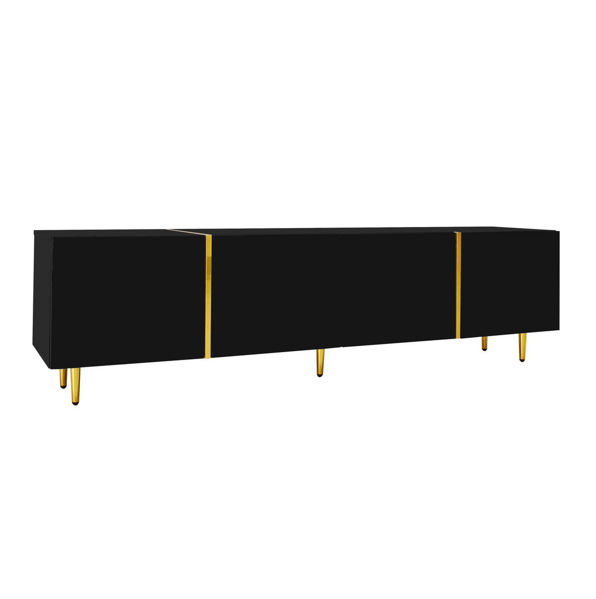 TV-LOWBOARD 170/35/46 cm in Schwarz Hochglanz mit 4 Türen - Schwarz, Holzwerkstoff (170/46/35cm) - Flora Grace