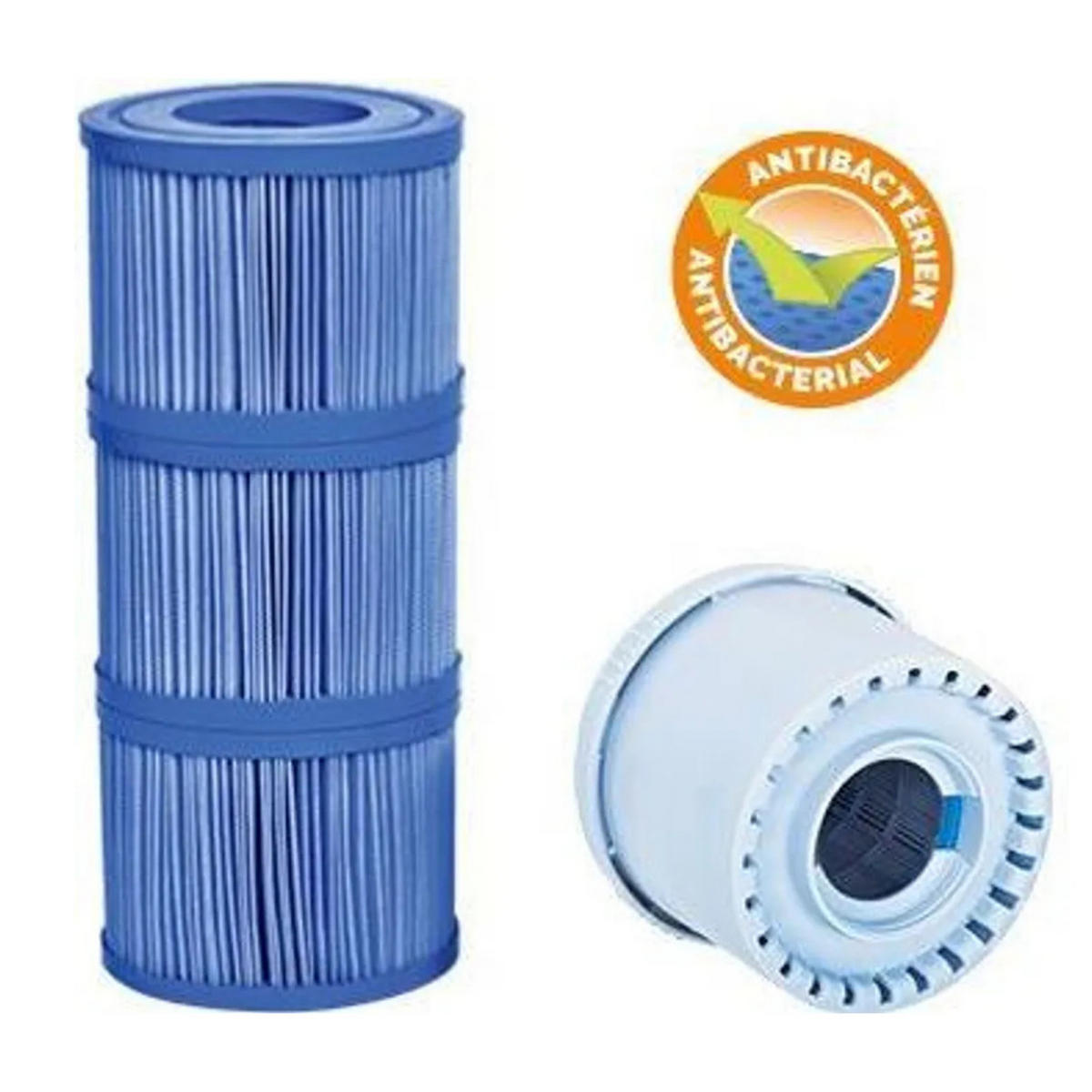 POOL FILTERKARTUSCHE 3er Set, Whirlpool Filter, Ersatzfilter, Spa Zubehör, Wasserfilter, Kartuschenfilter, Poolpflege, Filtereinsatz, Reinigungssystem - Blau/Weiß, Kunststoff (8/10.5/8cm) - Netspa