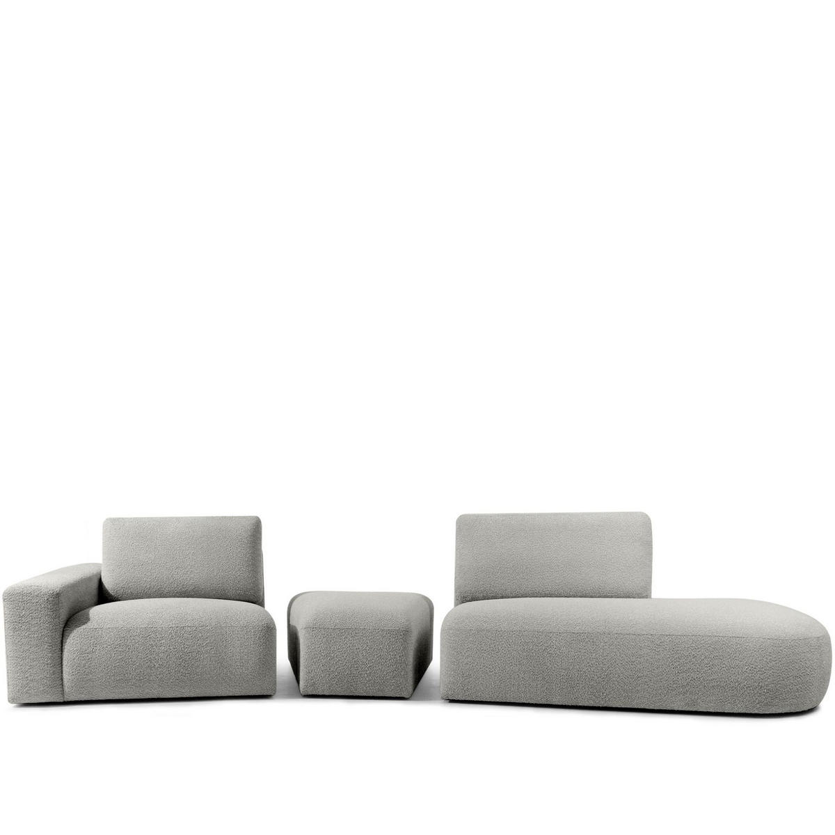 4-SITZER ECKSOFA ZUCCO Boucle rechts, Hellgrau - Hellgrau, Textil (350/84/105cm) - KONSIMO®