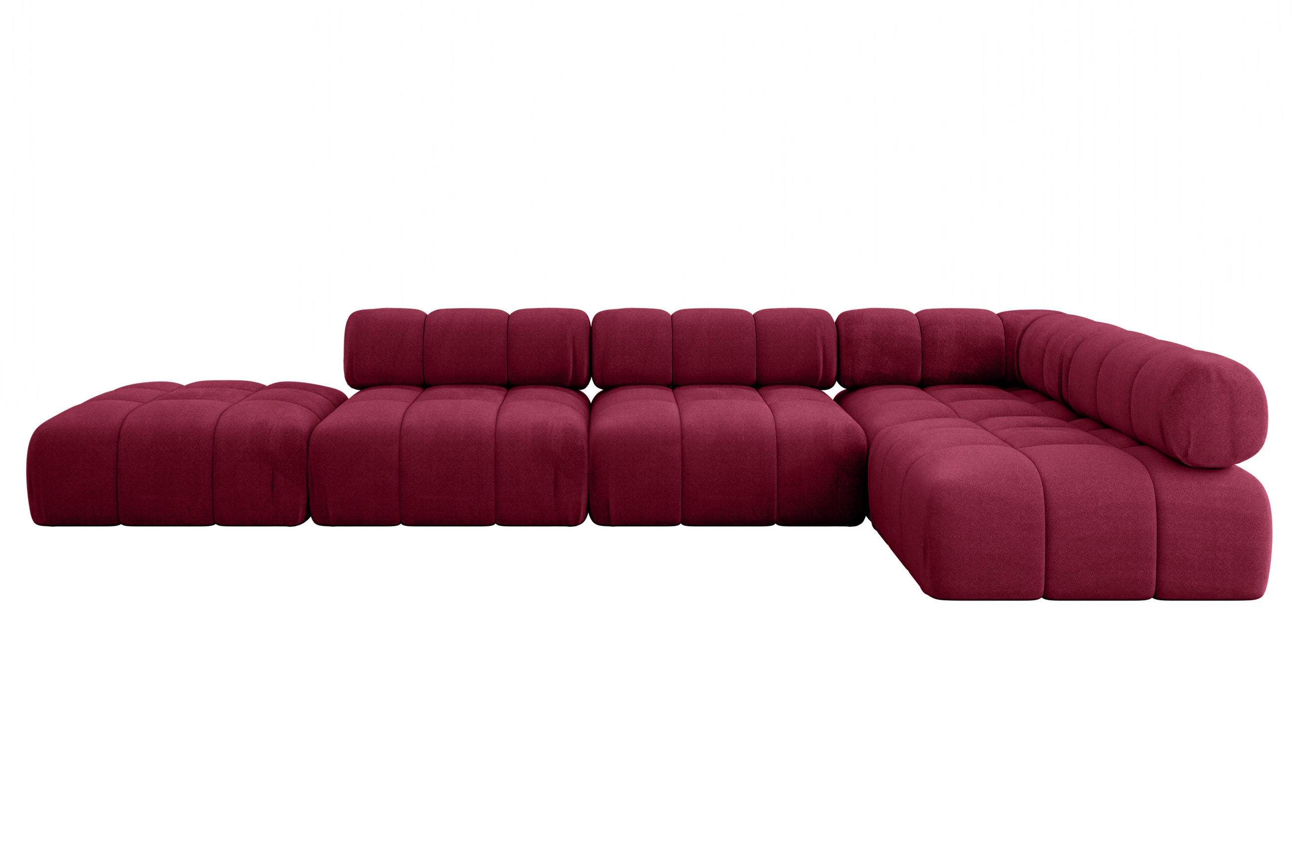 ECKSOFA modulares Sofa Favio-L2 - 380x190x70 cm Bordeauxrot Velours - Bordeaux, Holzwerkstoff/Textil (380/190cm) - ALTDECOR