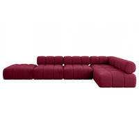 ECKSOFA modulares Sofa Favio-L2 - 380x190x70 cm Bordeauxrot Velours - Bordeaux, Holzwerkstoff/Textil (380/190cm) - ALTDECOR