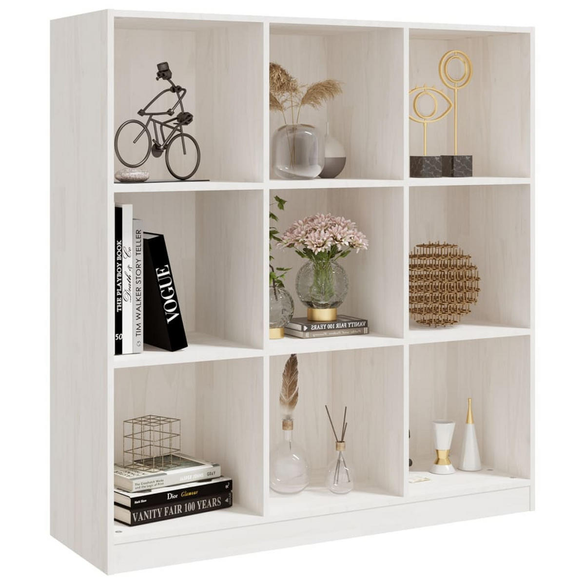 BÜCHERREGAL/RAUMTEILER Weiß 104x33,5x110 cm Massivholz Kiefer - Weiß, Holz (104/110/33.5cm) - furnicato