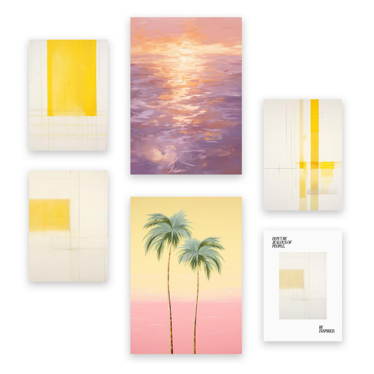 POSTER Set Mit 6 Sommerparadies In Vielseitiger Stil A3 & A4 Rahmenlos - Klar, Papier (29/3cm) - Nacnic