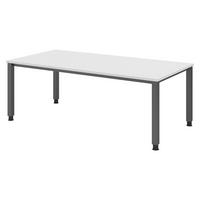 SCHREIBTISCH Serie-Q Gestell: Graphit 100/200/74 cm in Weiß - Weiß, Holzwerkstoff (100/200/74cm) - bümö