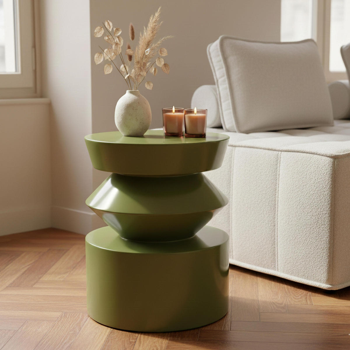 COUCHTISCH, Grün - Grün, Naturmaterialien (40/40/50cm) - Oviala