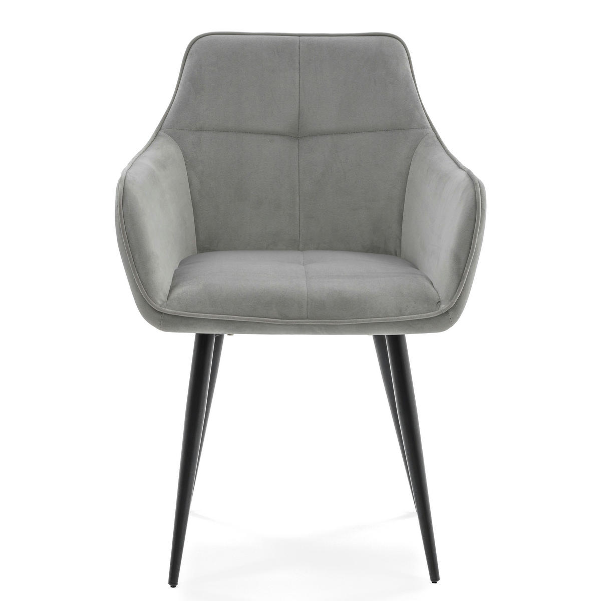 STUHL QUATTRO gepolstert mit Steppung - hellgrau - Samt Velours - Hellgrau/Schwarz, Textil/Metall (58/88/58cm) - NEW HOME
