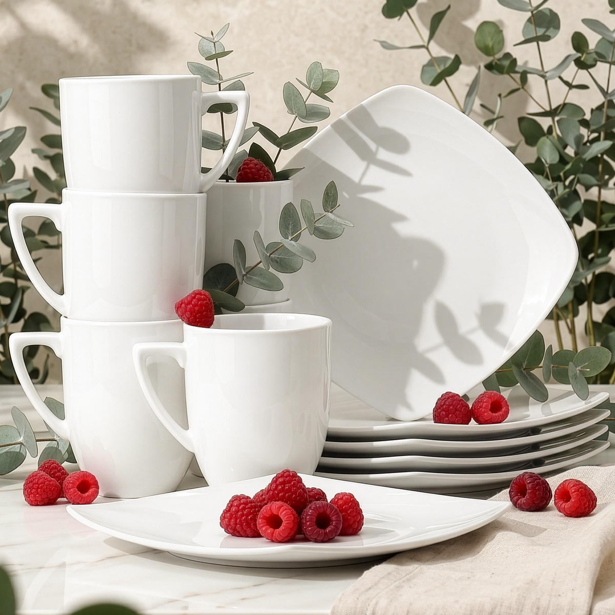 TEESERVICE CARLINA 6-Personen 12-tlg - Weiß, Keramik (14/2/14cm) - KONSIMO®