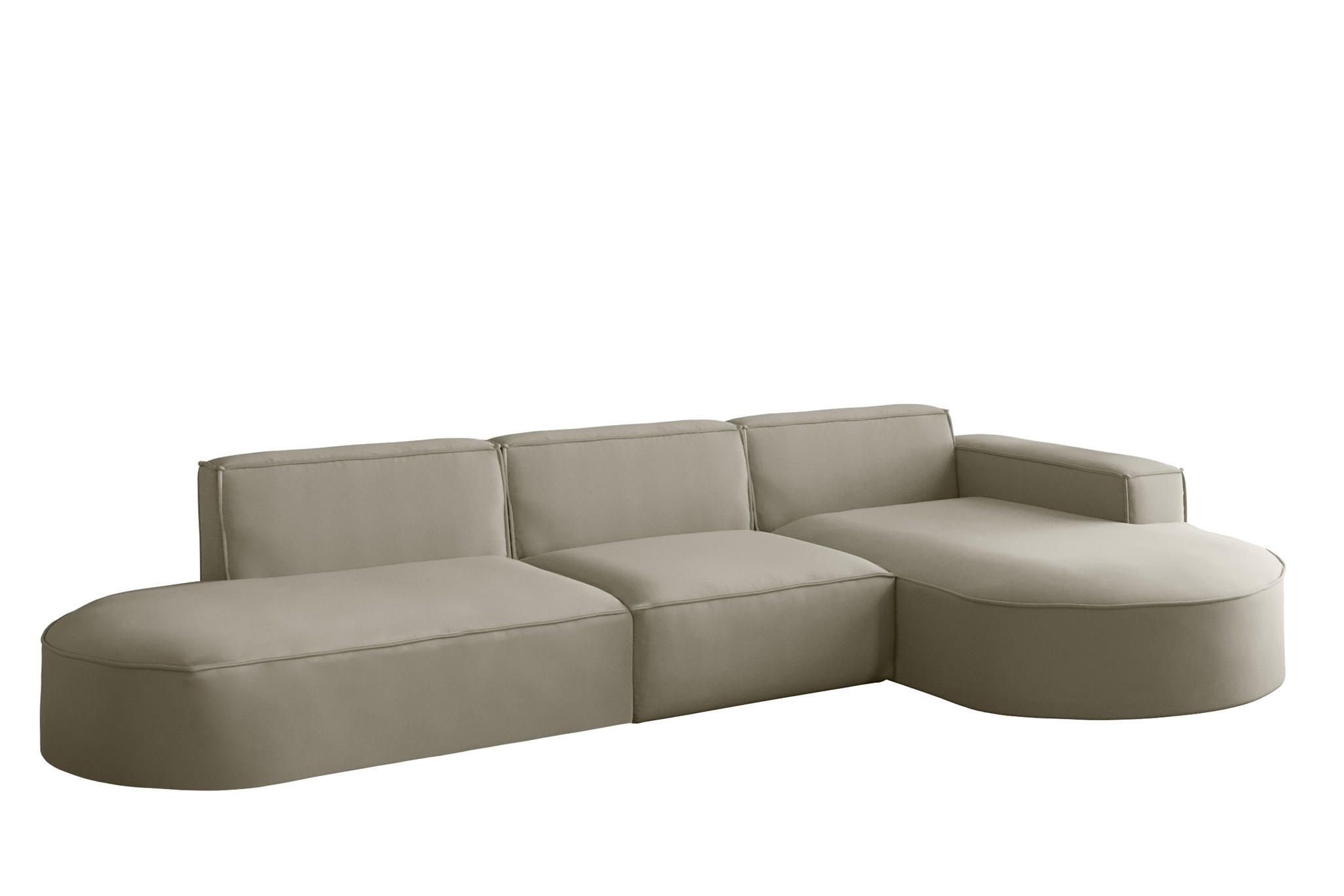 ECKSOFA Ottomane Palma Opera Velvet - Perlmutt, Holzwerkstoff/Textil (296/165cm) - Fun Möbel