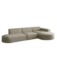 ECKSOFA Ottomane Palma Opera Velvet - Perlmutt, Holzwerkstoff/Textil (296/165cm) - Fun Möbel