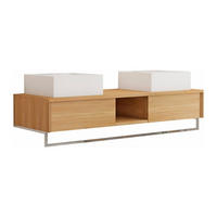 DOPPELWASCHTISCH - 140 cmcm x 50 cmcm - Holz, Platte - Naturfarben Hell - KUPANG - Naturfarben, Holz (140/32/50cm) - Vente-Unique