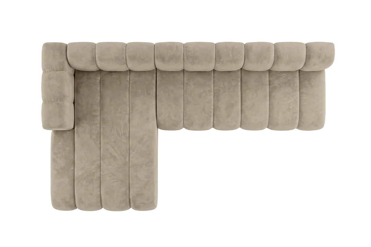 ECKSOFA Modulares In L-Form, Velvet-Stoff Riviera, Beige, Links, GRAND 295 cm - Beige, Holz (295/179cm) - Kaiser Möbel