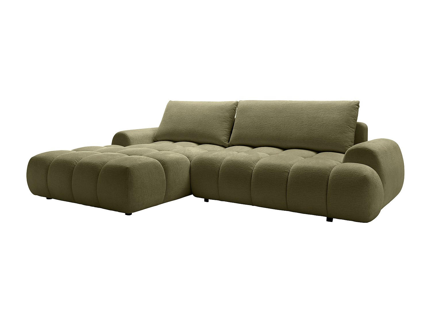 ECKSOFA mit Schlaffunktion - Ecke links - Chenille - Grün - FARNETA - Grün, Textil (280/177cm) - Vente-Unique
