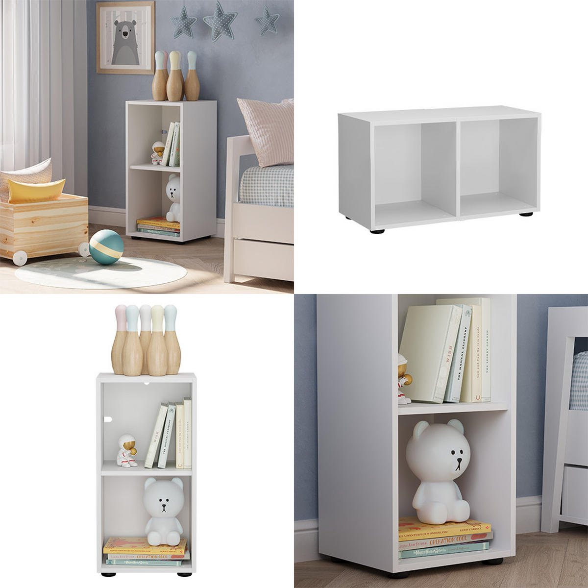 KINDERREGAL Estell Weiß 36.2 x 72.9 cm 2 Fächer - Weiß, Holzwerkstoff (36.2/72.9/32.1cm) - Vicco