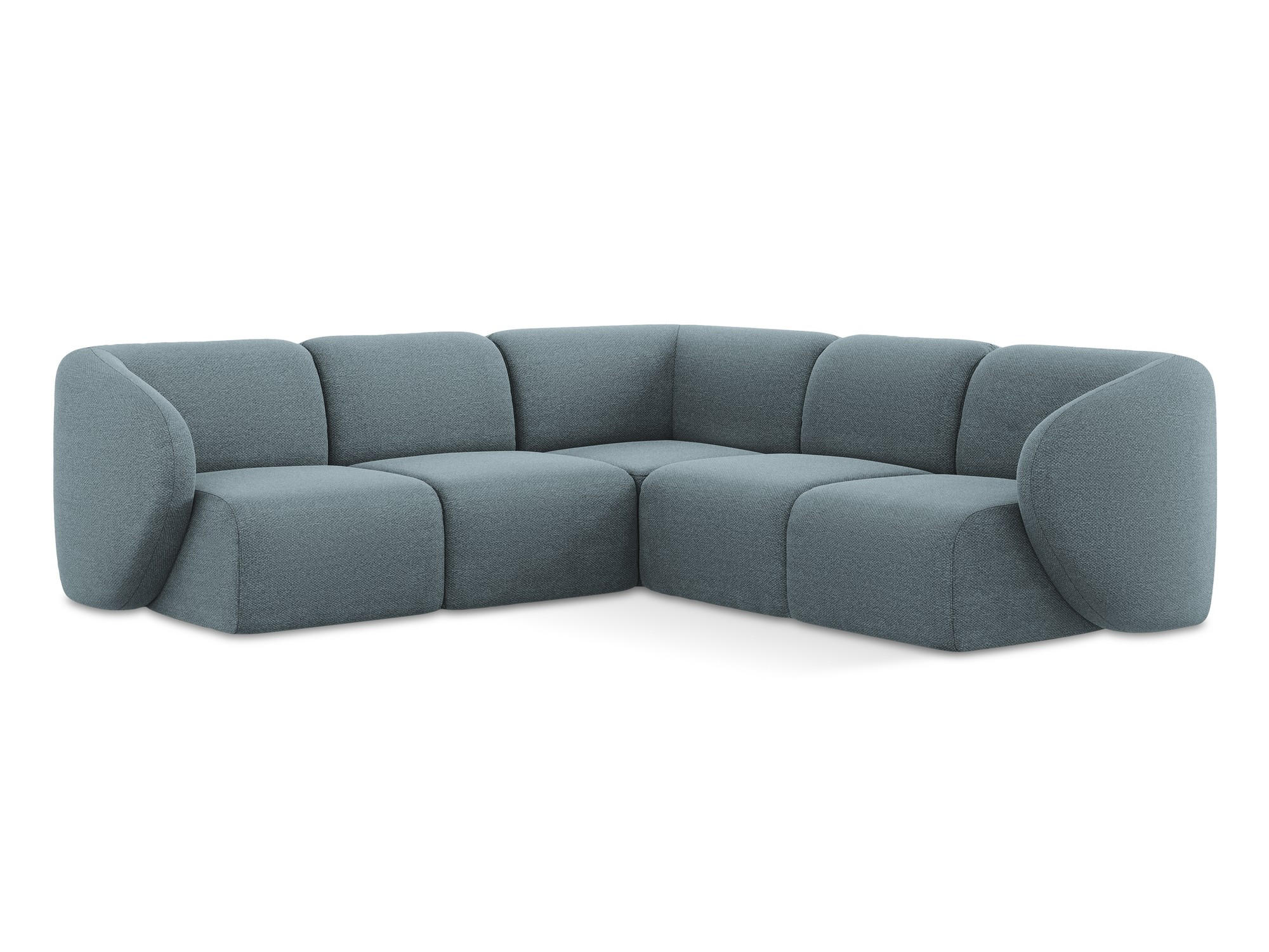ECKSOFA Bouclé Stoff Blau - Blaugrau/Schwarz, Holzwerkstoff/Kunststoff (251/251cm) - Makamii