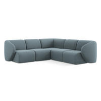 ECKSOFA Bouclé Stoff Blau - Blaugrau/Schwarz, Holzwerkstoff/Kunststoff (251/251cm) - Makamii