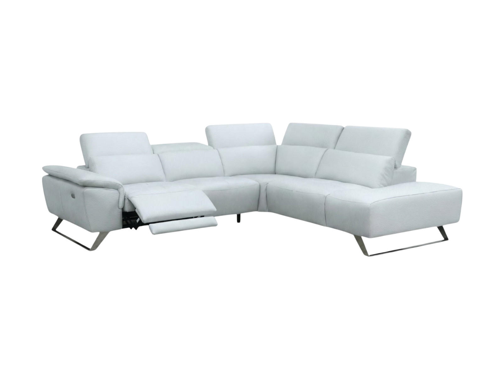 ECKSOFA Predator Echtleder mit 1 x Relaxfunktion Weiß - Weiß, Leder/Metall (270/230cm)