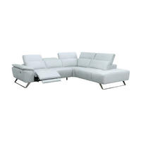 ECKSOFA Predator Echtleder mit 1 x Relaxfunktion Weiß - Weiß, Leder/Metall (270/230cm)