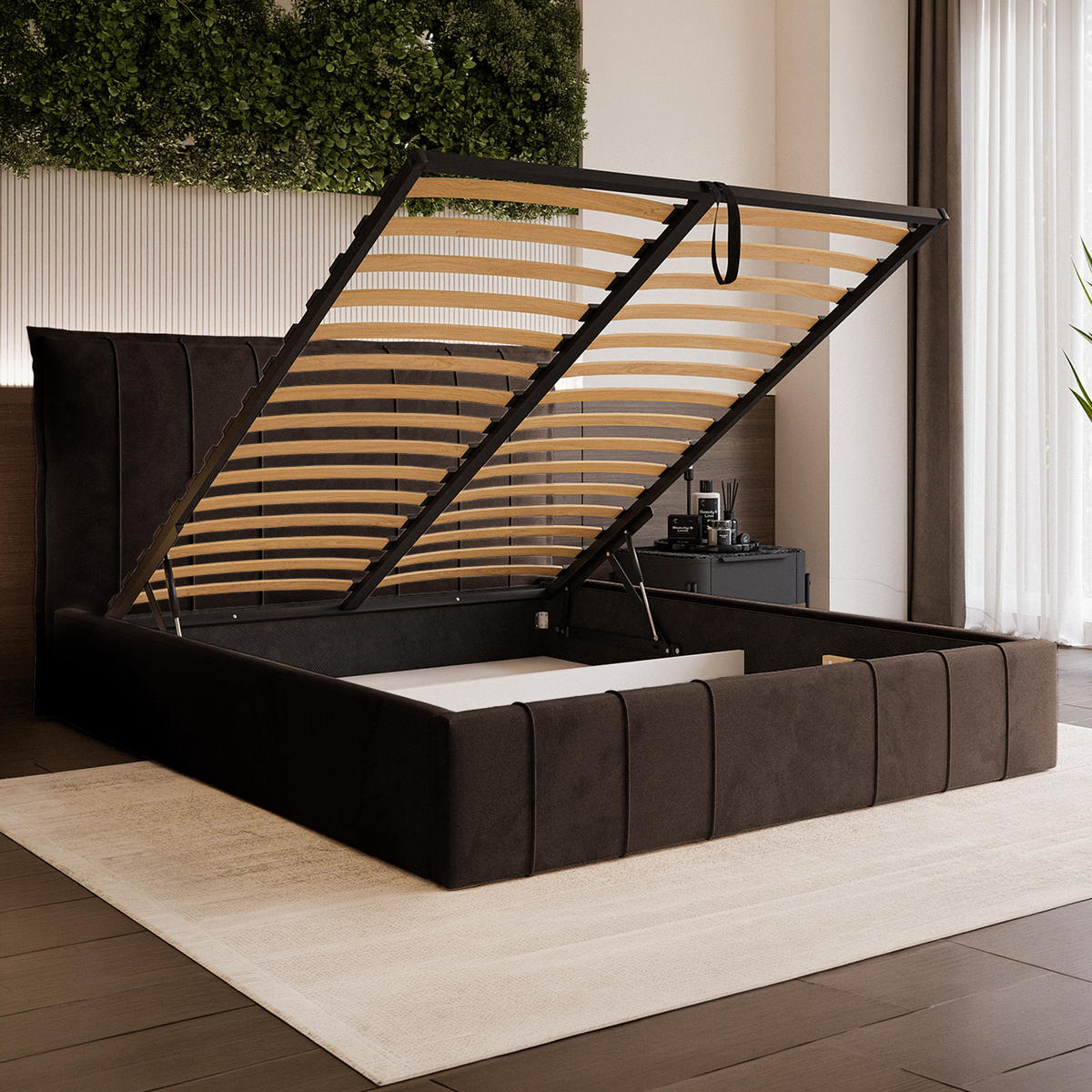 POLSTERBETT ACATE 200x200 cm, Braun - Braun, Textil (200/200cm) - Fedve