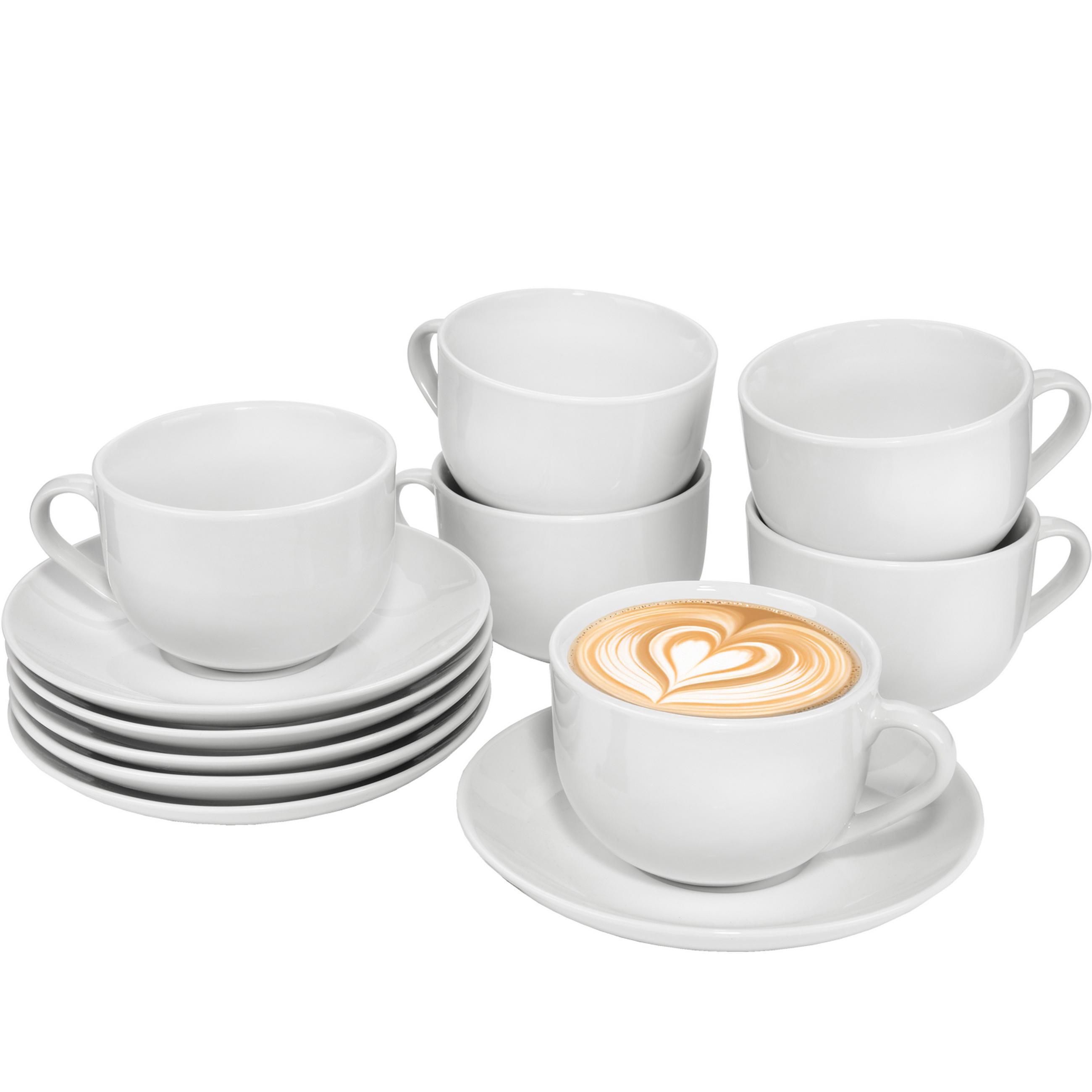 KAFFEETASSEN SET NEW PORT - 12 teilig aus Porzellan - Weiß, Keramik (45/13/23cm) - Sänger