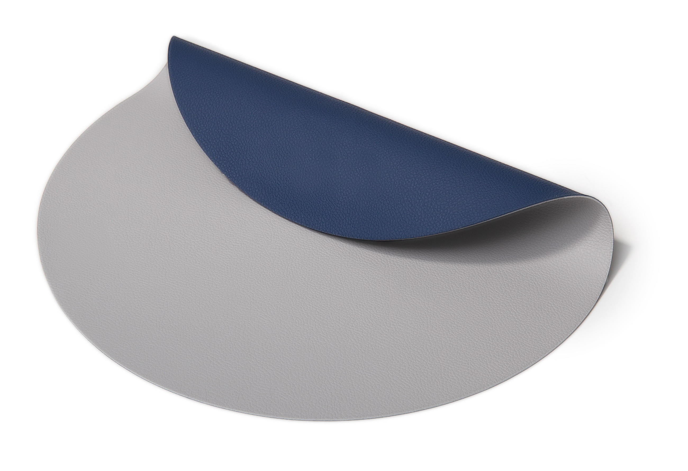 TISCHSET s - Doppelseitig - Veganes Leder - Grau / Blau ø 38 cm - 6 Stück - Blau, Kunststoff (38cm) - Cookinglife