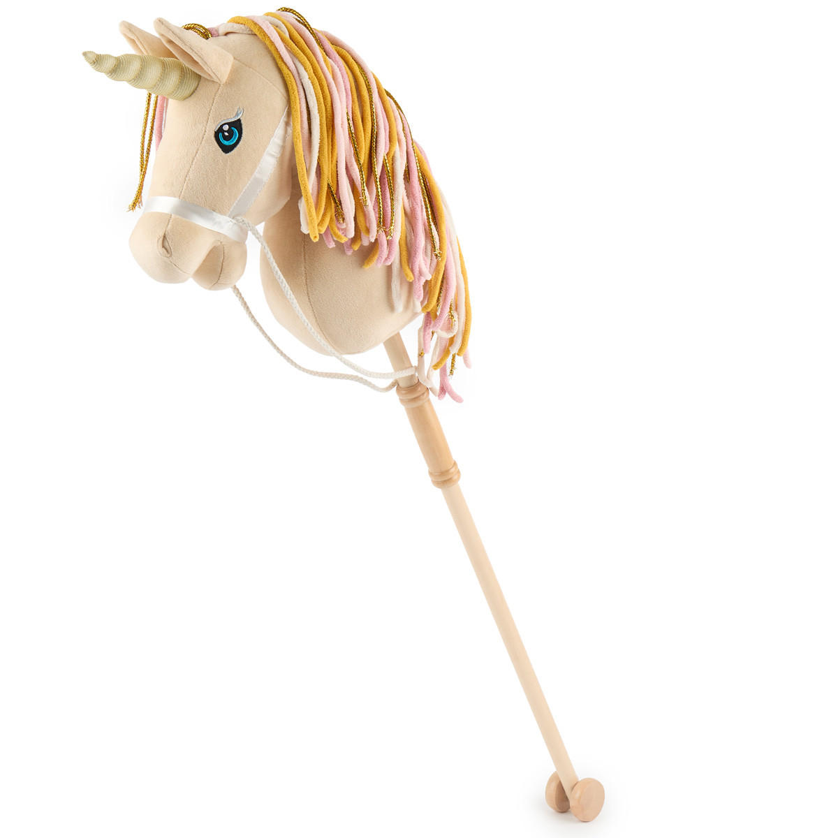 STECKENPFERD Einhorn Aurora aus Holz - Beige, Textil (33/92cm) - Bieco Spielwaren