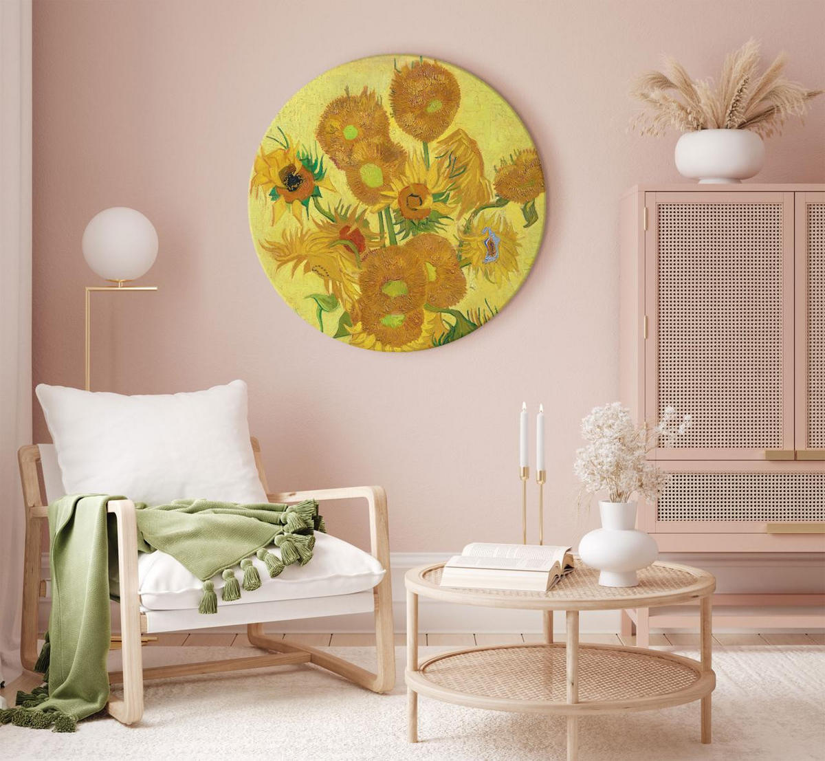 RUNDES BILD Gelb 40/40 cm - Gelb, Textil (40/40cm) - KUNSTLOFT