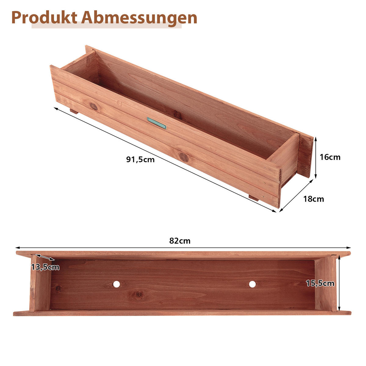 HOCHBEET Braun - Braun, Holz (18/16/91.5cm) - COSTWAY