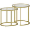 COUCHTISCH rund 2er Set Stapelbarer Beistelltisch mit Stahlrahmen für Wohnzimmer - Goldfarben, Metall (50/50/50.5cm) - HOMCOM