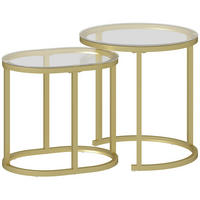 COUCHTISCH rund 2er Set Stapelbarer Beistelltisch mit Stahlrahmen für Wohnzimmer - Goldfarben, Metall (50/50/50.5cm) - HOMCOM
