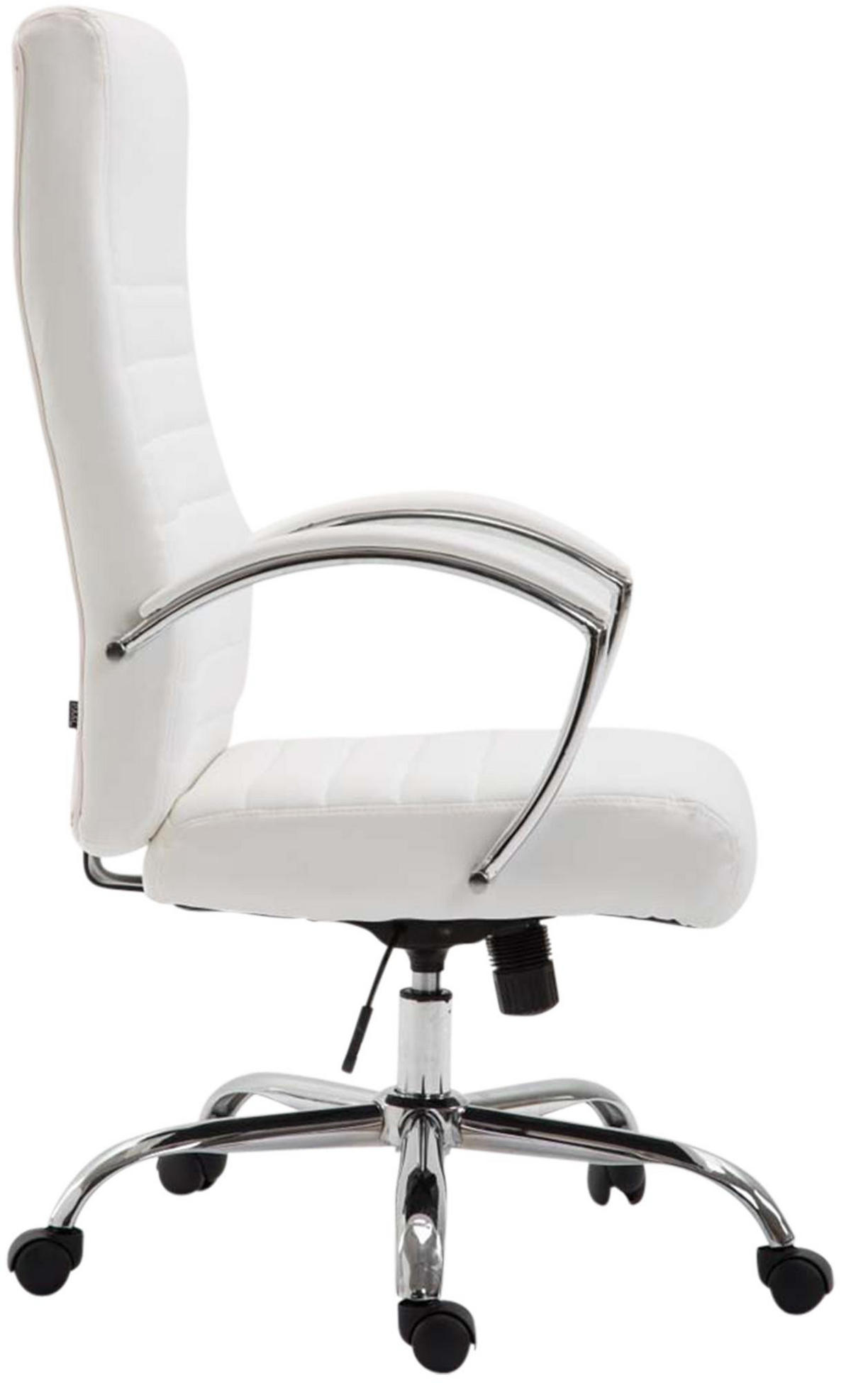 CHEFSESSEL Lederlook Weiß - Chromfarben/Weiß, Textil/Metall (60/110/68cm) - CLP