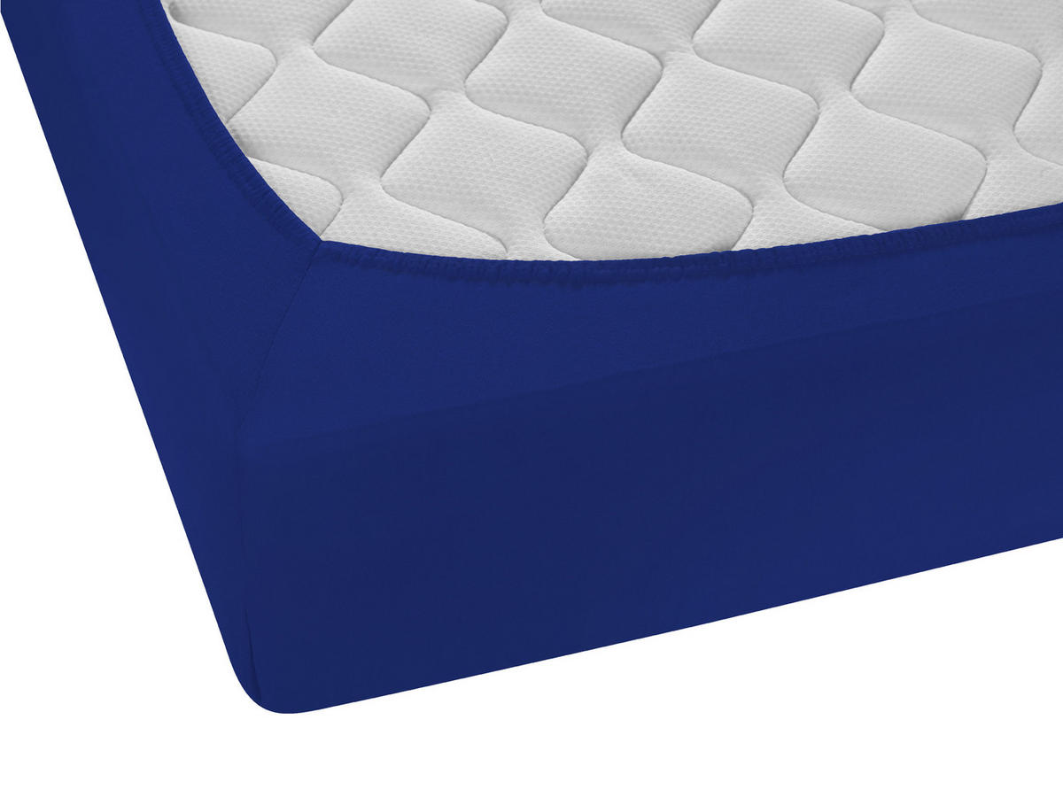 SPANNBETTTUCH Premium Jersey saphir, 180x200 cm - 200x200 cm - Dunkelblau, Textil (200/200cm) - biberna