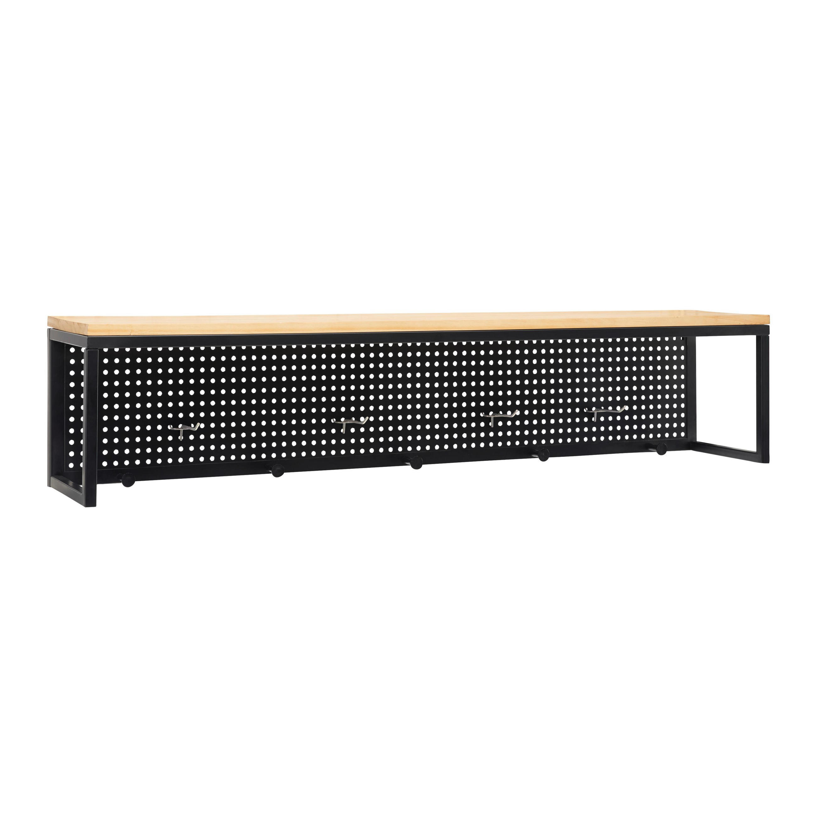 GARDEROBE Lorenzo ca. 110 / 22 cm Metall/Kiefer - Schwarz, Holz (110/22/20cm)