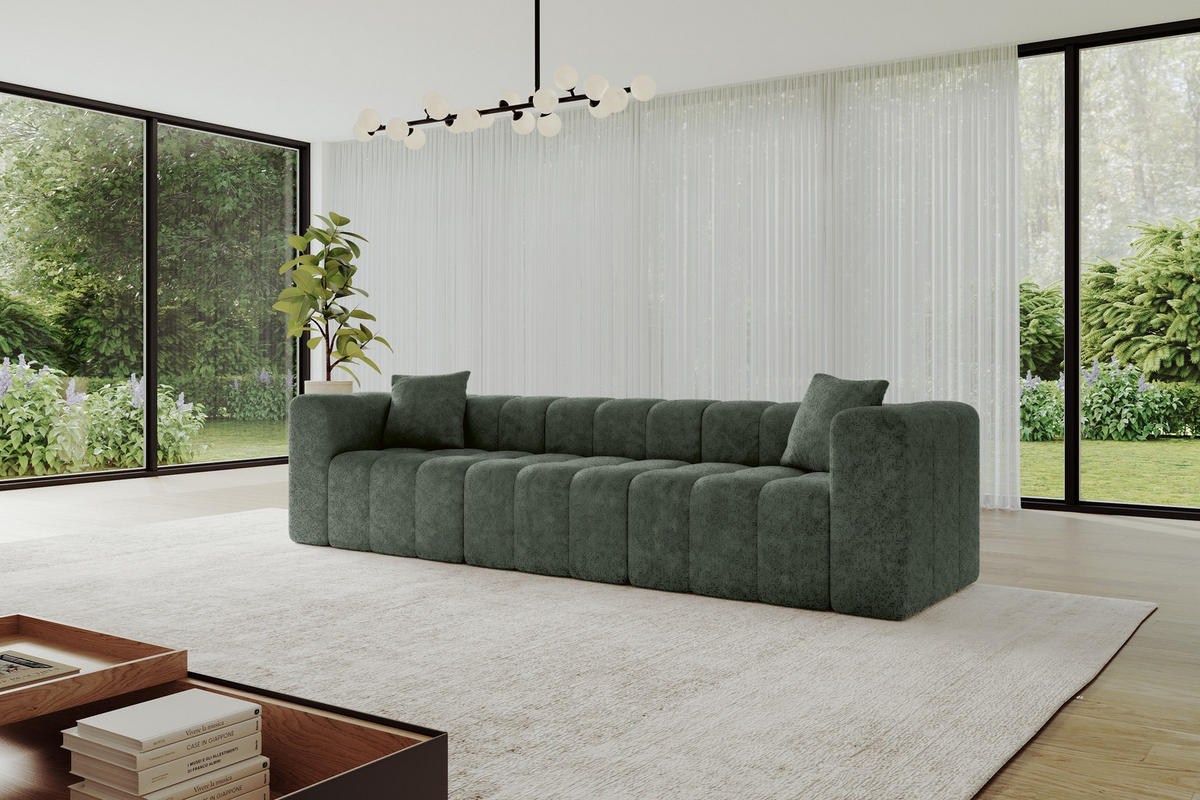 POHOVKA 3-MÍSTNÁ DONY-3 315x90x71 cm Zelená Žinylka - černá/smaragdově zelená, kompozitní dřevo/textil (315/71/90cm) - ALTDECOR