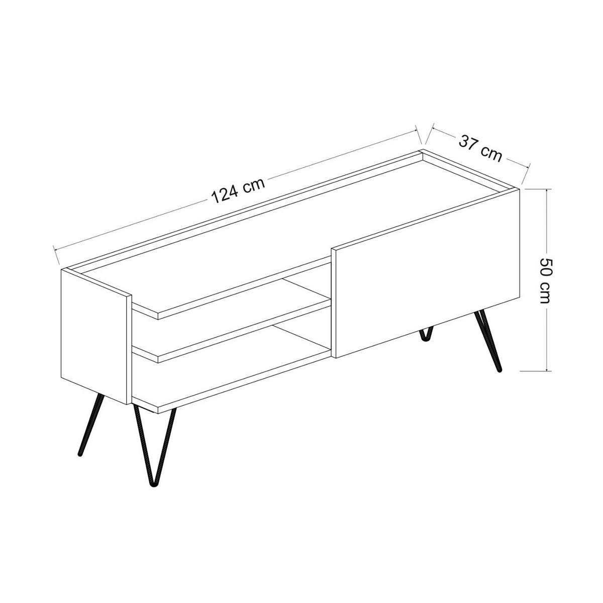 LOWBOARD Dronninglund - Schwarz, Holzwerkstoff/Metall (124/50/37cm) - [en.casa]