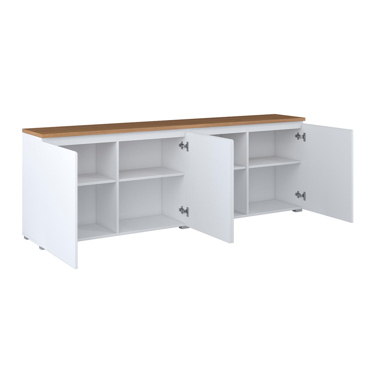 KOMODA Liko Biela a drevo - biela, kompozitné drevo (200/67.9/34.5cm) - Petits-meubles