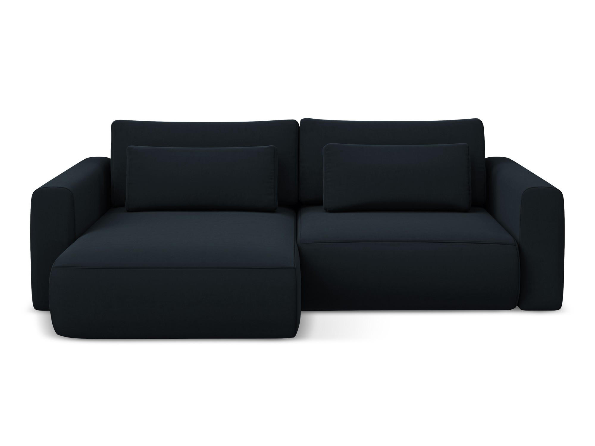 ECKSOFA mit Schlaffunktion Samt Stoff Blau - Blau/Schwarz, Kunststoff/Textil (149/240cm) - Makamii