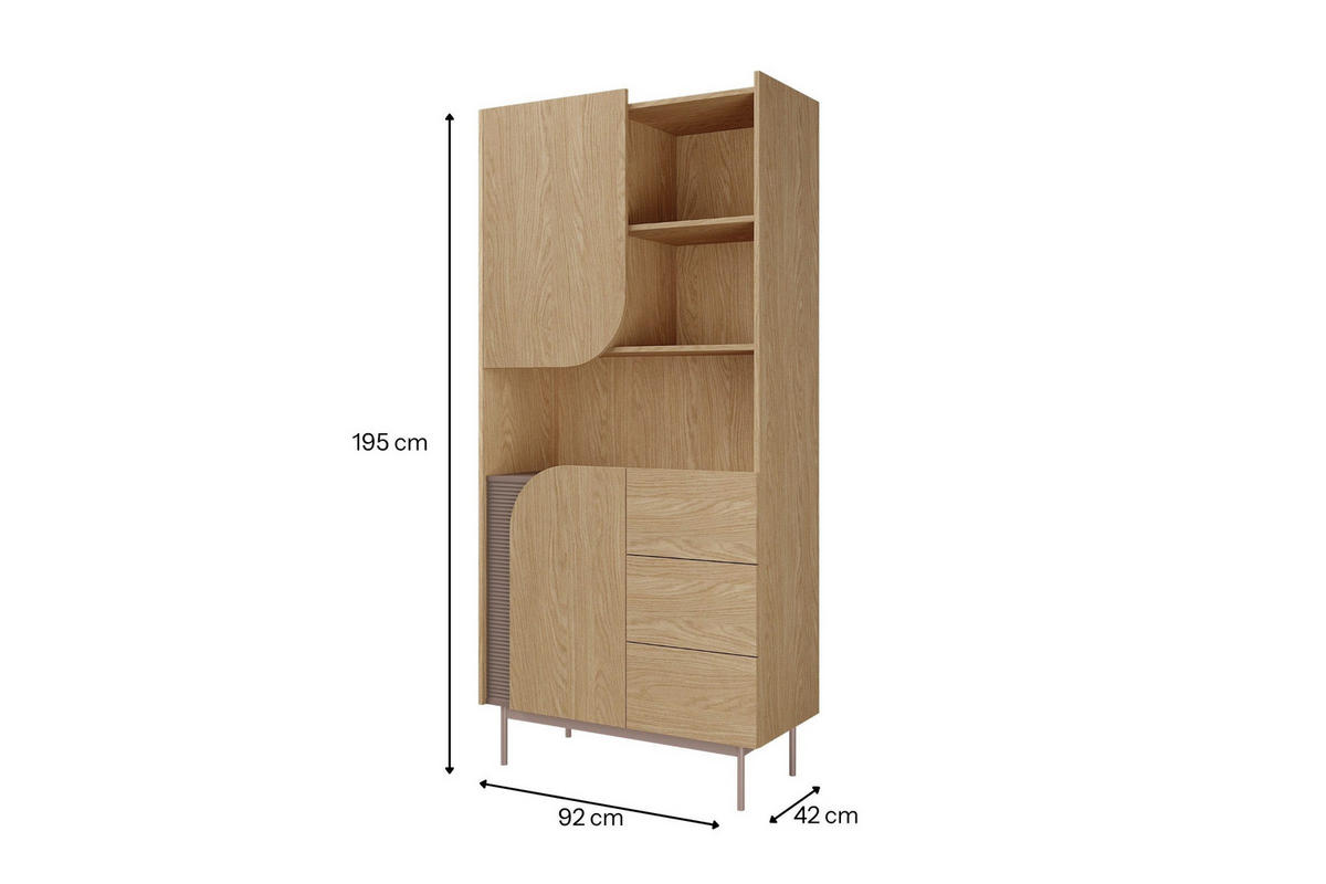 STANDREGAL CARLO 02 92/195/42 cm in Frühlingseiche / Toffee - Eichefarben, Holzwerkstoff (92/195/42cm) - Deine Möbel 24
