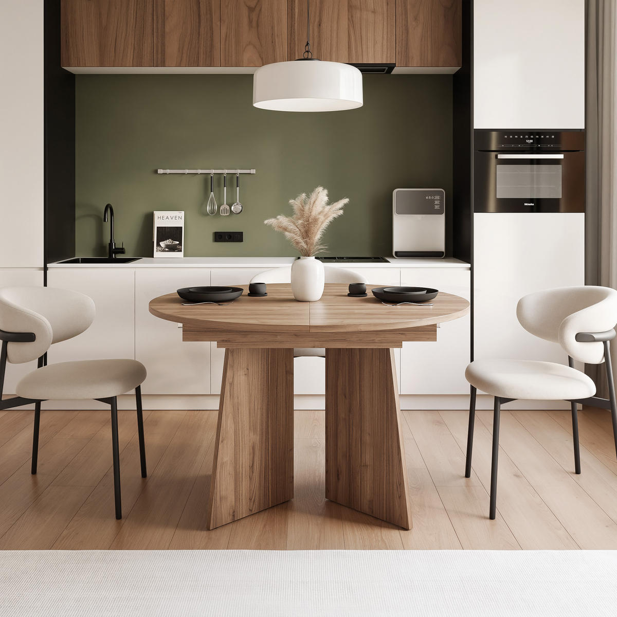 TISCH AUSZIEHBAR BELLAGIO 120-160/76 cm runden, Cashmere/Nussbaum - Kaschmir, Holzwerkstoff (120/120/76cm) - Idohome